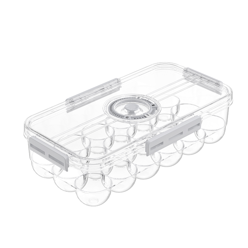 Bac de stockage d'oeufs à 18 comptages empilable avec couvercle de tracker temporel 